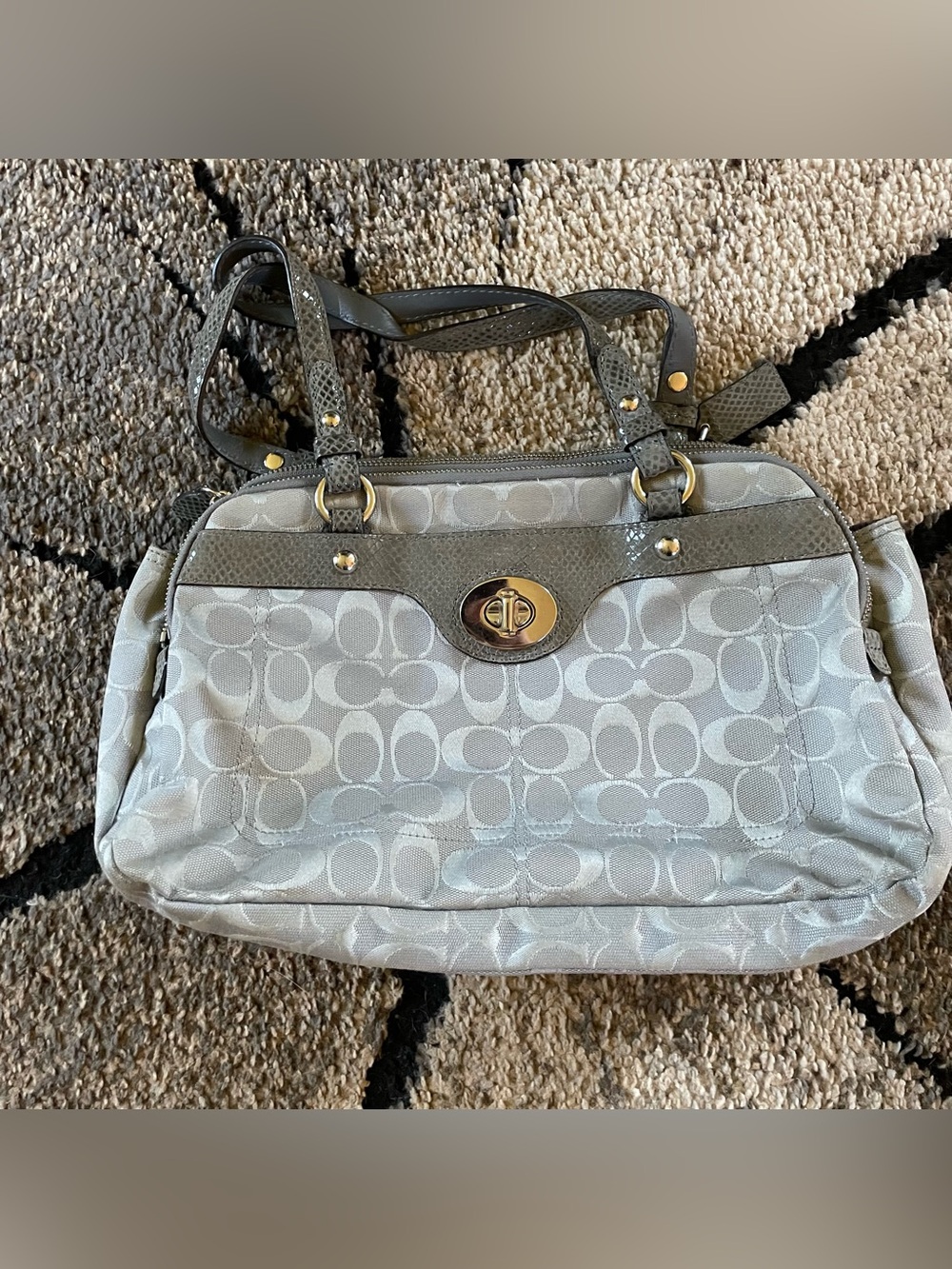 Coach Penelope Signature Turnlock Satchel Grey